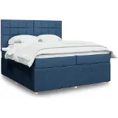 vidaXL Boxspring met matras stof blauw 200x200 cm