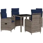 vidaXL Buiten Eettafel Set 5 st poly rattan