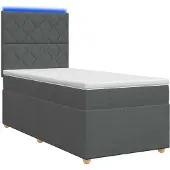vidaXL LED boxspringbed met matras, donkergrijs, 90 x 190 cm, gestoffeerd