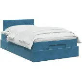 vidaXL Ottomaanse Bed met Matras en LED Donkerblauw 120 x 200 cm