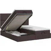 vidaXL Ottoman bed met matras met hoofdeinde 2 st Donkerbruin Stof