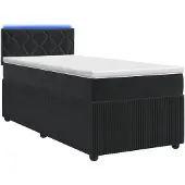 vidaXL Boxspringbed met matras, zwart, 90 x 190 cm, fluweel