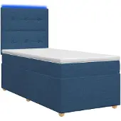 vidaXL Boxspringbed met matras en hoofdeinde, blauw, 100 x 200 cm, stof