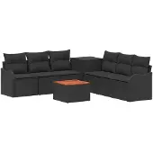 vidaXL Bankstel 8 st Zwart 55 x 55 x 37 cm Poly Rattan en Staal