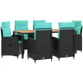 vidaXL Buiten Eettafel Set 7 st PE rotan en poedergecoat staal