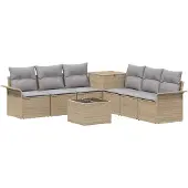 vidaXL Bankstel 8 st Beige en Lichtgrijs 55 x 55 x 37 cm