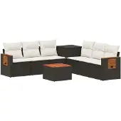 vidaXL Bankstel 8 st Zwart en Crème Wit 55 x 55 x 37 cm