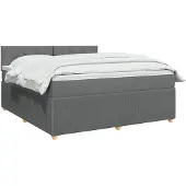 vidaXL Boxspringbed met matras Donkergrijs 140 x 190 cm Stof