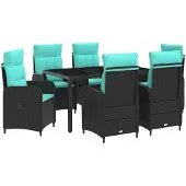 vidaXL Buiten Eettafel Set 7 st poly rattan