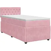 vidaXL Boxspringbed met matras met hoofdeinde Roze 90 x 190 cm Fluweel
