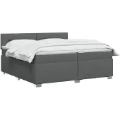 vidaXL - Boxspringbed - met - matras - en - LED - Donkergrijs - 200 - x - 200 - cm - Stof