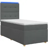 vidaXL Boxspringbed met matras, donkergrijs, 80 x 200 cm, gestoffeerd