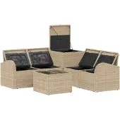 vidaXL Bankstel 6 st Beige en Lichtgrijs 55 x 55 x 37 cm