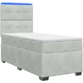 vidaXL Boxspringbed met matras, lichtgrijs, 100 x 200 cm, fluweel