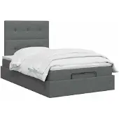vidaXL Ottoman bed met matras Donkergrijs 120 x 190 cm Stof