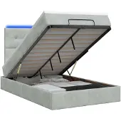 vidaXL Ottomanbed met matras en LED-verlichting, lichtgrijs, 120 x 200 cm, fluweel