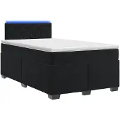 vidaXL Boxspringbed met matras en LED-verlichting, zwart, 120 x 200 cm, fluweel