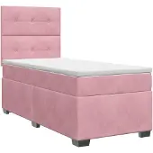 vidaXL Boxspringbed met matras Roze 100 x 200 cm Fluweel