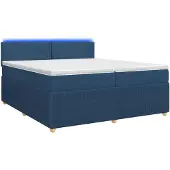 vidaXL Boxspringbed met matras en hoofdbord, blauw, 200 x 200 cm, stof