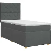 vidaXL Boxspringbed met matras Donkergrijs 90 x 200 cm Stof