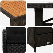 vidaXL Buiten Eettafel Set 9 st Zwart poly rattan