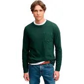 Superdry Katoenen Linnen Longsleeve Top Met Zak Green Grootte: XL