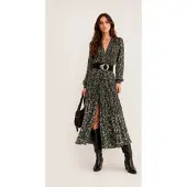 Ba&sh Dames Groene Kacy-jurk (40), Casual, Viscose, Lange mouwen 1H26KACY