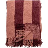 Bloomingville Plaid - bordeaux rood - gerecycled katoen - Frello 130x160cm