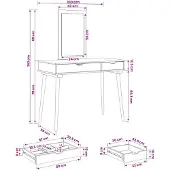 vidaXL Make-up tafel set FAUSKE, 2 stuks, wit, 100 x 50 x 143 cm