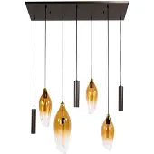 AnLi Style hanglamp, Cocoon pendel, 4+3 lampen, transparant bruin