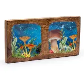 AW Gifts Double Trinket Tray 20x10x2.5cm - Mushroom Design Teal