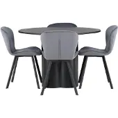Ebuy24 Olivia eethoek eettafel zwart 4 stoelen grijs.
