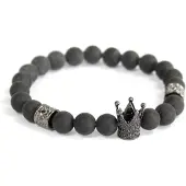 Ancient Wisdom Kristallen kroon / zwarte agaat - edelsteen armband