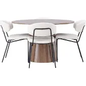 Ebuy24 Lanzo eethoek eettafel naturel 4 stoelen bouclé wit.