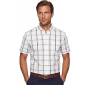 Ledub Modern Fit overhemden wit geruit korte mouw