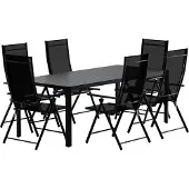 Ebuy24 Giardini tuinmeubelset tafel 90x200cm zwart 6 stoelen zwart.