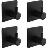 Yoka Home 4x Zelfklevende Haken RVS Zwart - Badkamer & Keuken