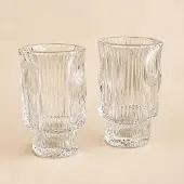 Bavary Mizu – drinkglazen – set van 6 – geribbeld – 200 ml – helder – vaatwasserbestendig