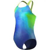 Speedo Meisjes Badpak Print Powerback Nightwatch/CitrusGrn
