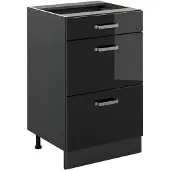 Vicco Keukenonderkast R-Line, Zwart hoogglans/Antraciet, 50 cm zonder werkblad