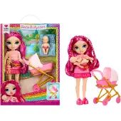 Rainbow High Junior High Jr. High Bestie Babysitters – Stella Monroe (fuchsiakleurig) -Modepop 23 cm met baby, fles en kinderwagen - Vanaf 4 jaar