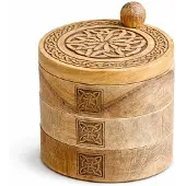 Ancient Wisdom Celtic Carved 3 Tier Revolving Box