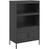 vidaXL Hoge kast 68x39x113 cm staal zwart