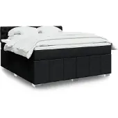 vidaXL Boxspringbed met matras, zwart, 180x200 cm, gestoffeerd