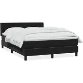 vidaXL Boxspring met matras fluweel zwart 160x210 cm