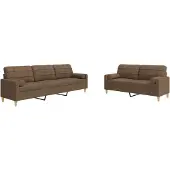 vidaXL 2-delige Loungeset met sierkussens stof bruin