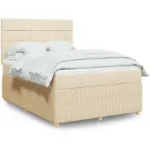 vidaXL Boxspring met matras stof crèmekleurig 160x200 cm