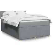 vidaXL Boxspringbed met matras, lichtgrijs, 160x200 cm, gestoffeerd