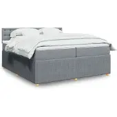 vidaXL Boxspringbed met matras, lichtgrijs, 200x200 cm, gestoffeerd