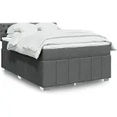 vidaXL Boxspringbed met matras, donkergrijs, 140x200 cm, gestoffeerd